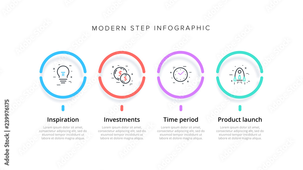 Business process chart infographics with 4 step circles. Circular corporate workflow graphic elements. Company flowchart presentation slide template. Vector info graphic design. Business process chart infographics with 4 step circles. Circular corporate workflow graphic elements. Company flowchart presentation slide template. Vector info graphic design.