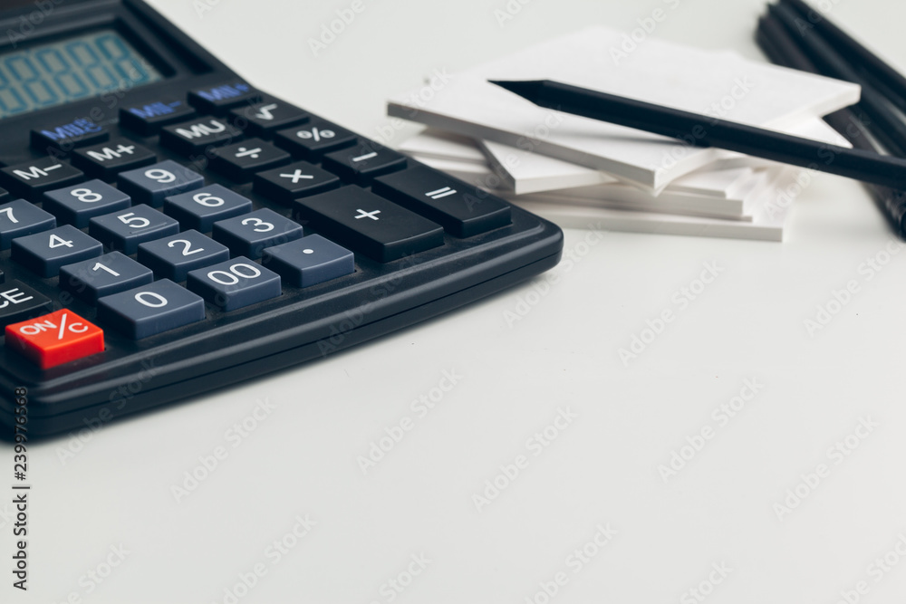 Business still life with calculator on table in office. Business still life with calculator on table in office.