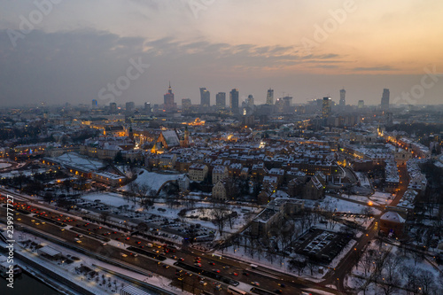 widok na Warszawa zach  d s  o  ca z drona pierwszy   nieg
