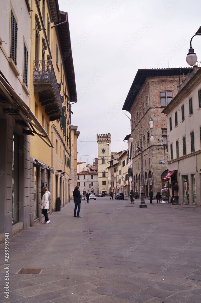 Street in the antique center Pistoia, Italy