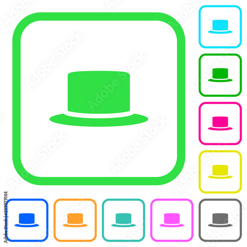 Silk hat vivid colored flat icons