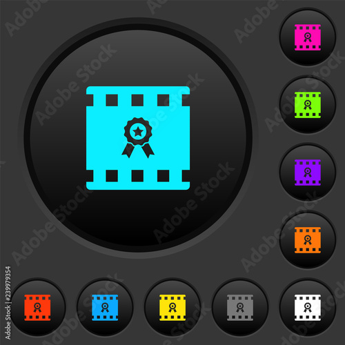 Movie award dark push buttons with color icons photo