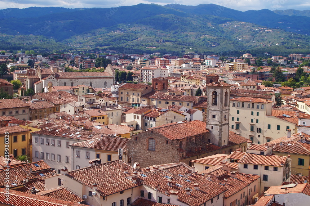 Aerial view of the center of Pistoia, Tuscany, Italy