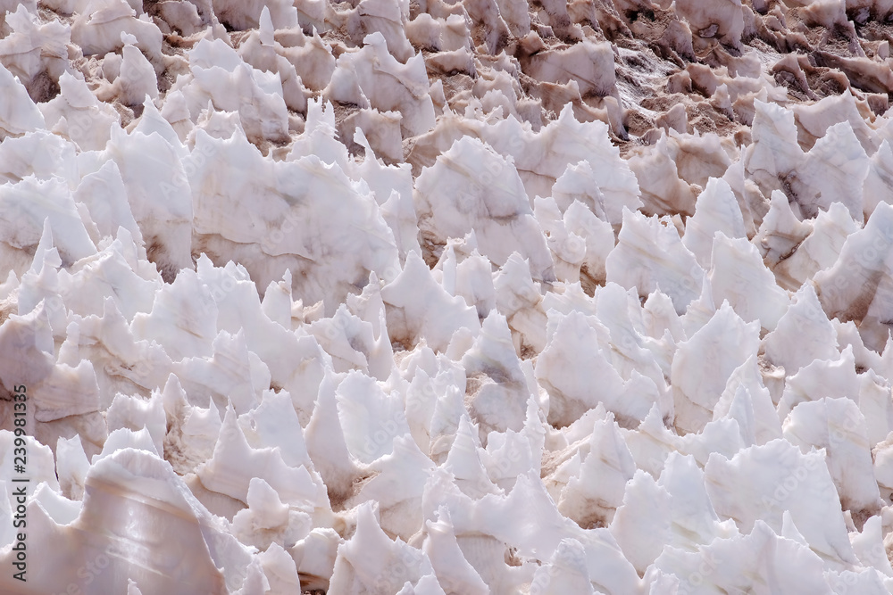 Ice or snow penitentes at Paso De Agua Negra mountain pass, Chile and Argentina, South America