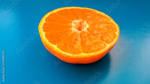 orange on blue background