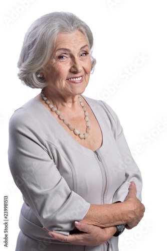 Close up portrait of beautiful senior woman posing