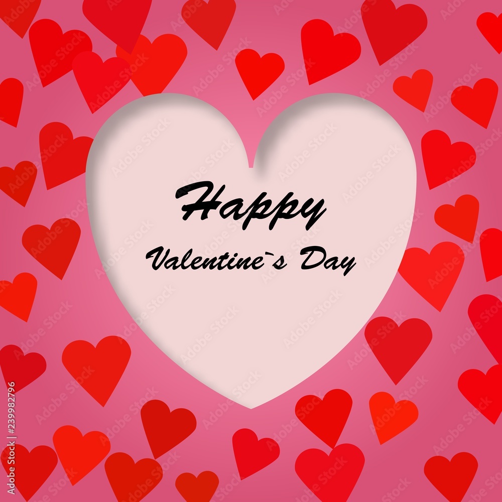 Happy Valentine`s day paper hear background, vector EPS10