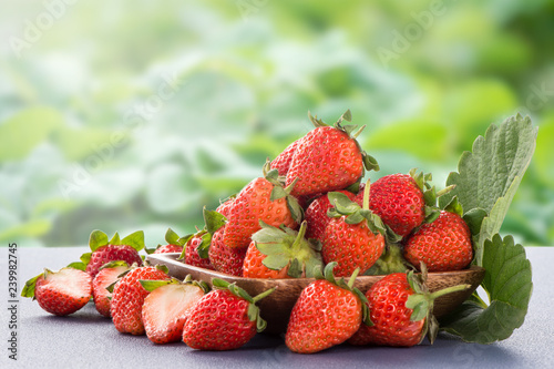 A beautiful and delicious strawberries set isolated on colorful background  close up  macro  copy space.