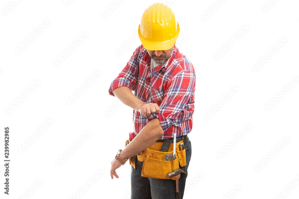 Constructor rolling up sleeve. Constructor rolling up sleeve.