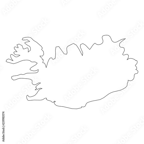 Iceland - solid black outline border map of country area. Simple flat vector illustration.