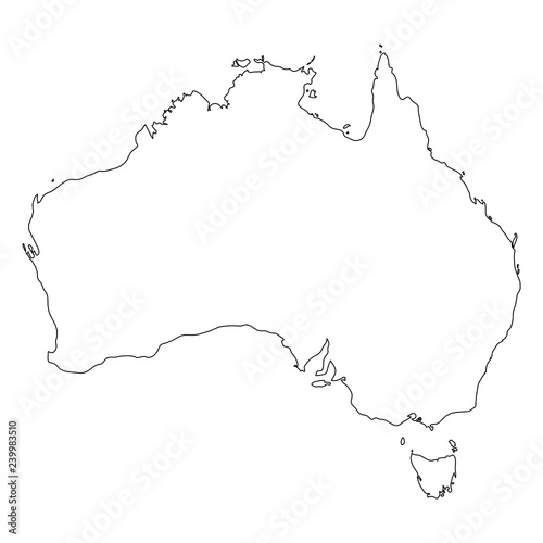 Australia - solid black outline border map of country area. Simple flat vector illustration.