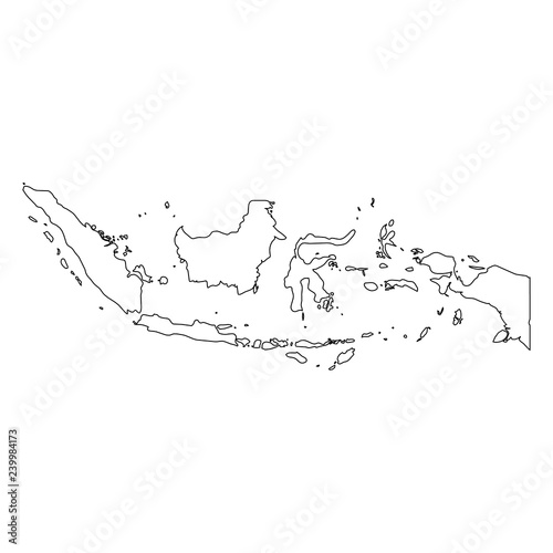 Indonesia - solid black outline border map of country area. Simple flat vector illustration.