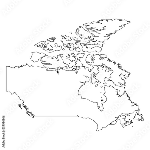 Canada - solid black outline border map of country area. Simple flat vector illustration.