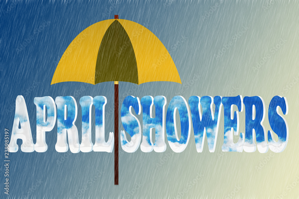 Spring background; april showers with clouds in letters Stock Illustration  | Adobe Stock