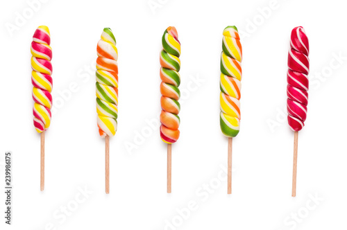 Set of twisted lollipops, isolated on white