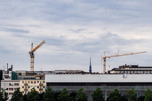 Canvas Print Construction Cranes in Bratislava, Slovakia