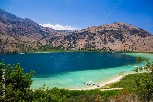 Panoramic view of lake Kournas at Crete island in Greece © Sergey Kelin