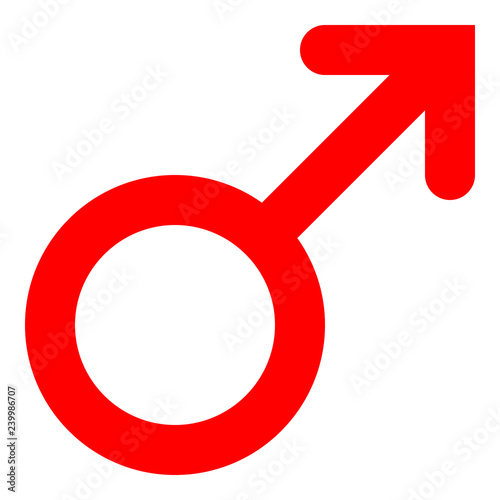 Male symbol icon - red rounded, isolated - vector