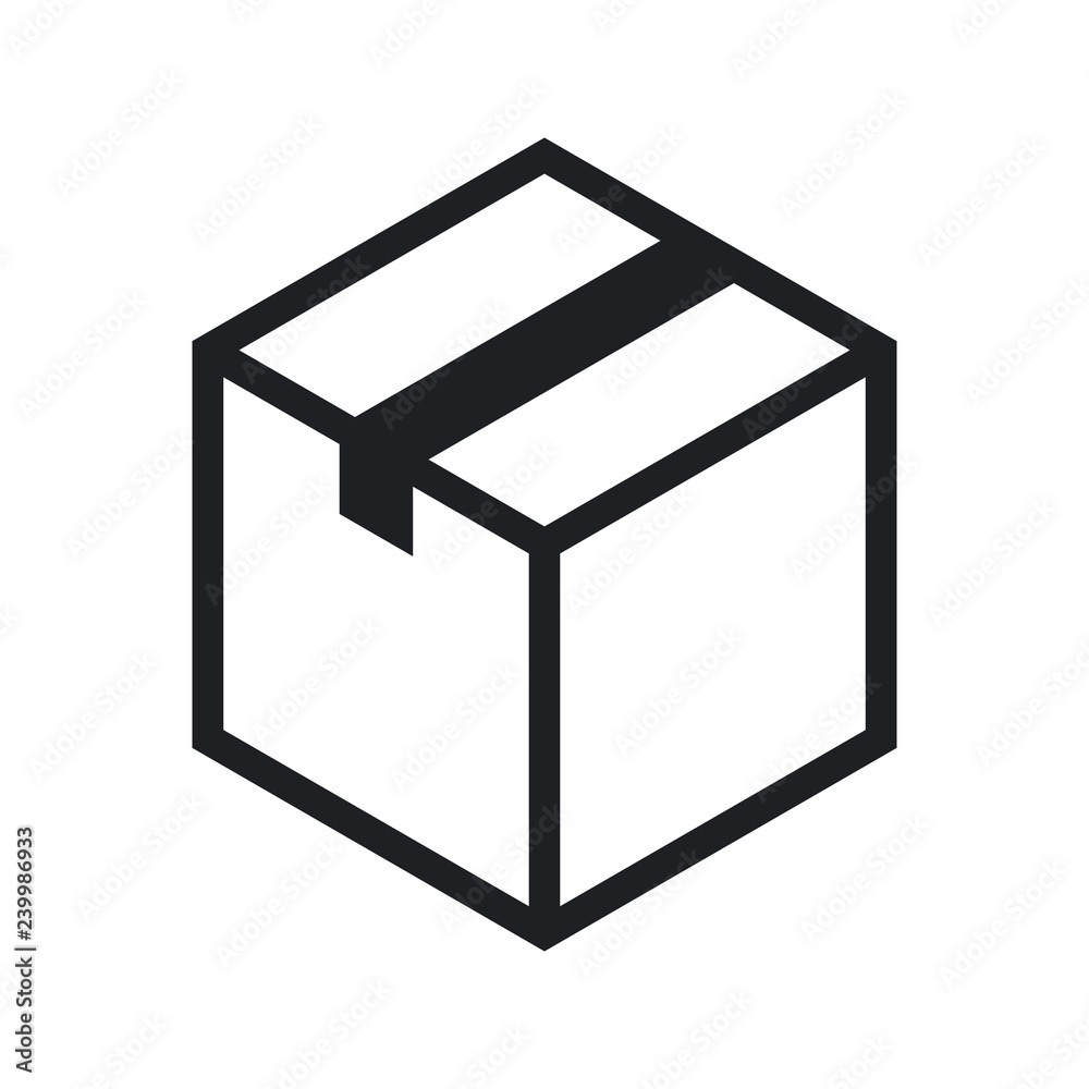 Isometric cardboard box outline icon, modern minimal flat design style.  Closed cardboard box, vector illustration Stock Vector | Adobe Stock