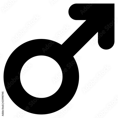 Male symbol icon - black thick rounded, isolated - vector