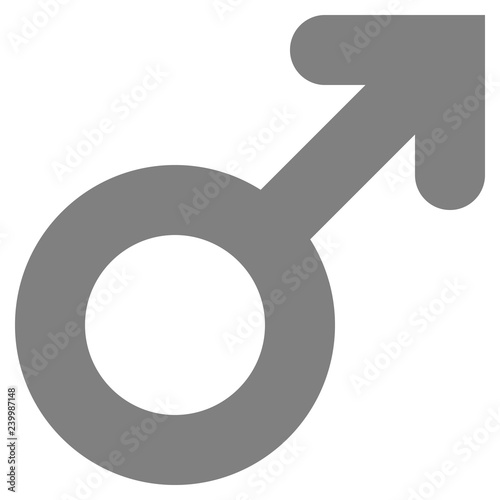 Male symbol icon - medium gray thick rounded, isolated - vector