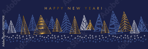 Hand drawn Christmas tree horizontal design element