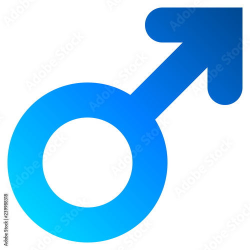 Male symbol icon - blue thick rounded gradient, isolated - vector