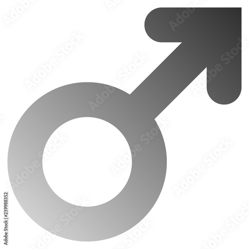 Male symbol icon - medium gray thick rounded gradient, isolated - vector