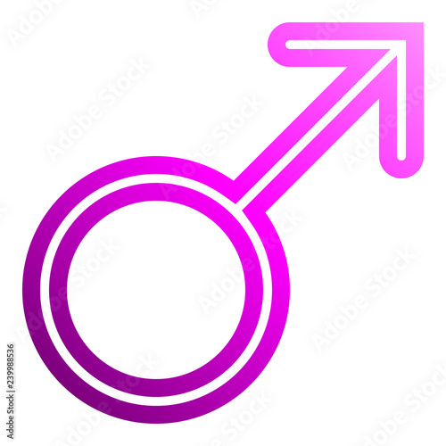 Male symbol icon - purple thin rounded outlined gradient, isolated - vector