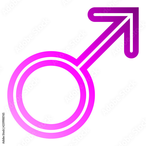 Male symbol icon - purple thin rounded outlined gradient, isolated - vector