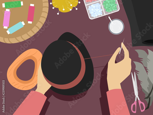 Hands Hat Making Illustration