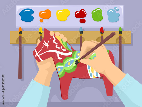 Hands Paint Wooden Horse Sw...