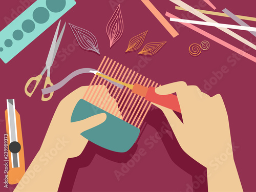 Hands Quilling Illustration