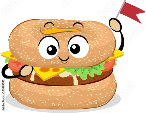 Mascot Food Bagel Burger Illustration
