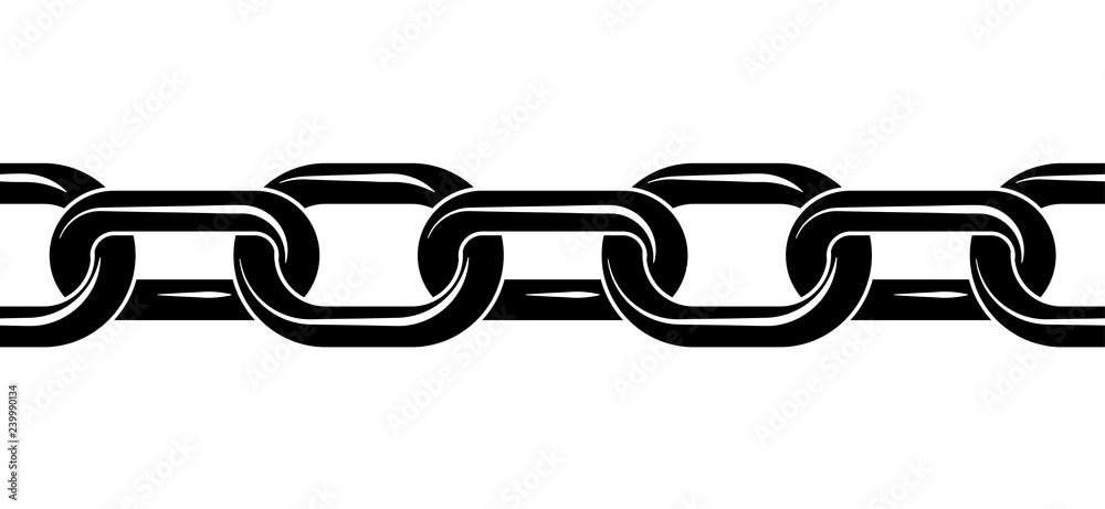 © Sergey T.. - Black contour of the metal chain with highlights on the links. Construction and industry.