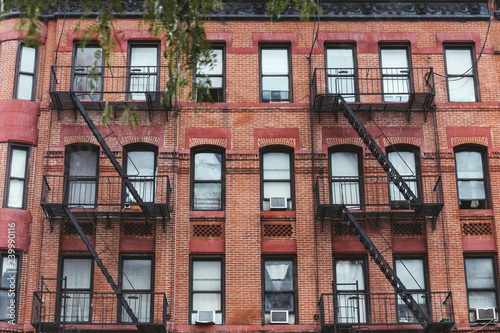 full frame of building with staircases in new york city, usa