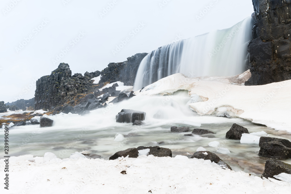Öxarafoss Wasserfall in Island im Winter