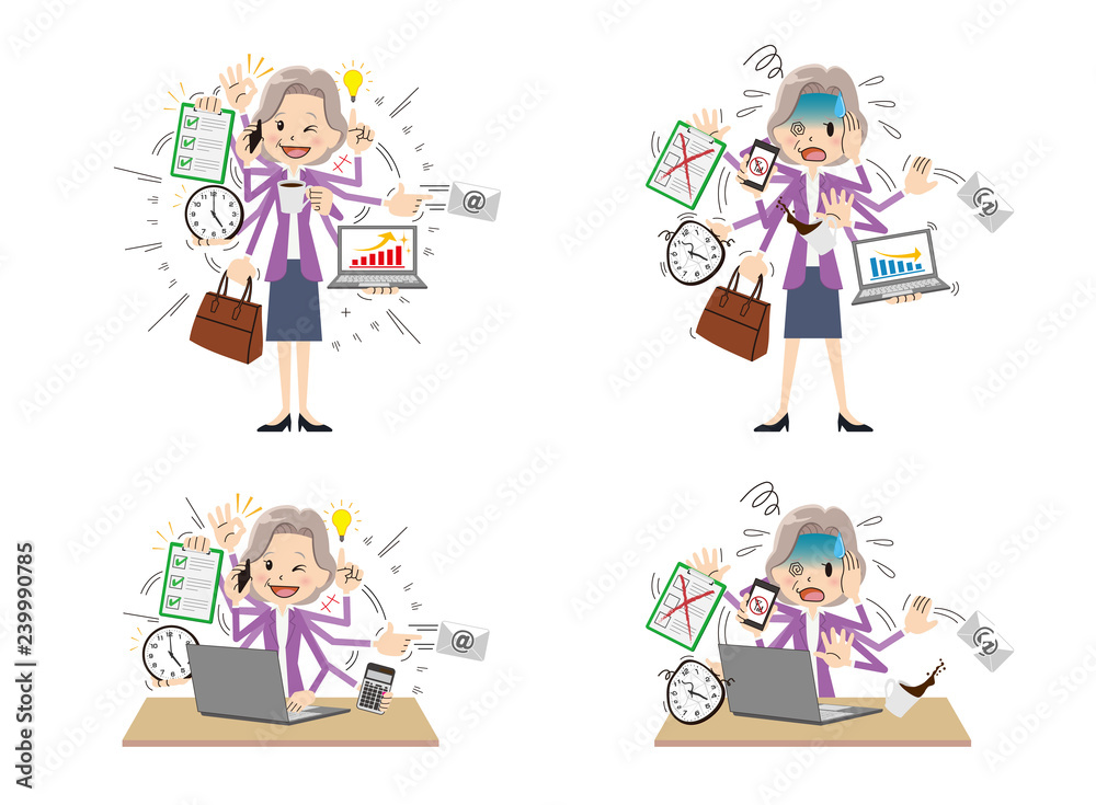 Business woman with multi tasking and multi skill Business woman with multi tasking and multi skill