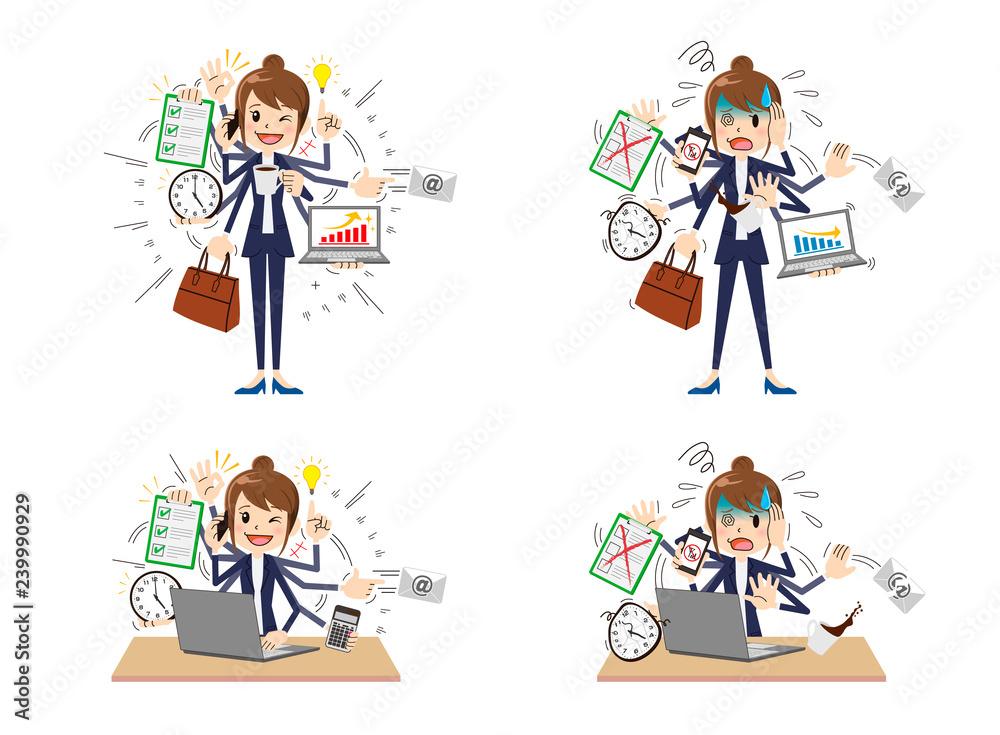 Business woman with multi tasking and multi skill Business woman with multi tasking and multi skill