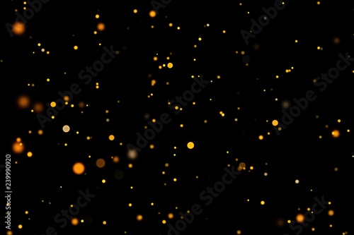 Golden glitter isolated bokeh overlay may be used in screen mode