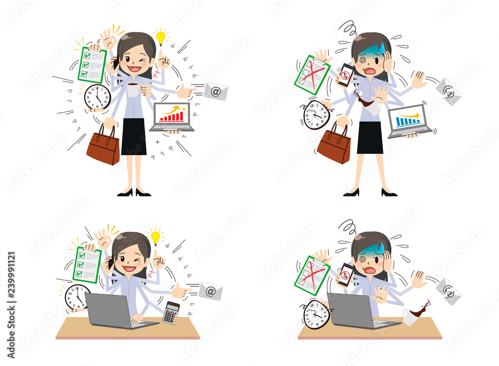 Business woman with multi tasking and multi skill Business woman with multi tasking and multi skill
