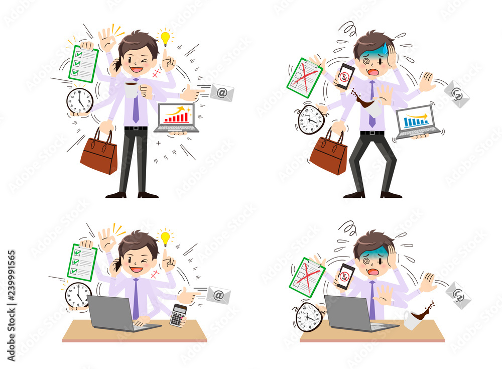 Businessman with multi tasking and multi skill Businessman with multi tasking and multi skill