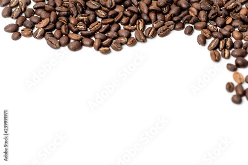 brown coffee beans on a white background