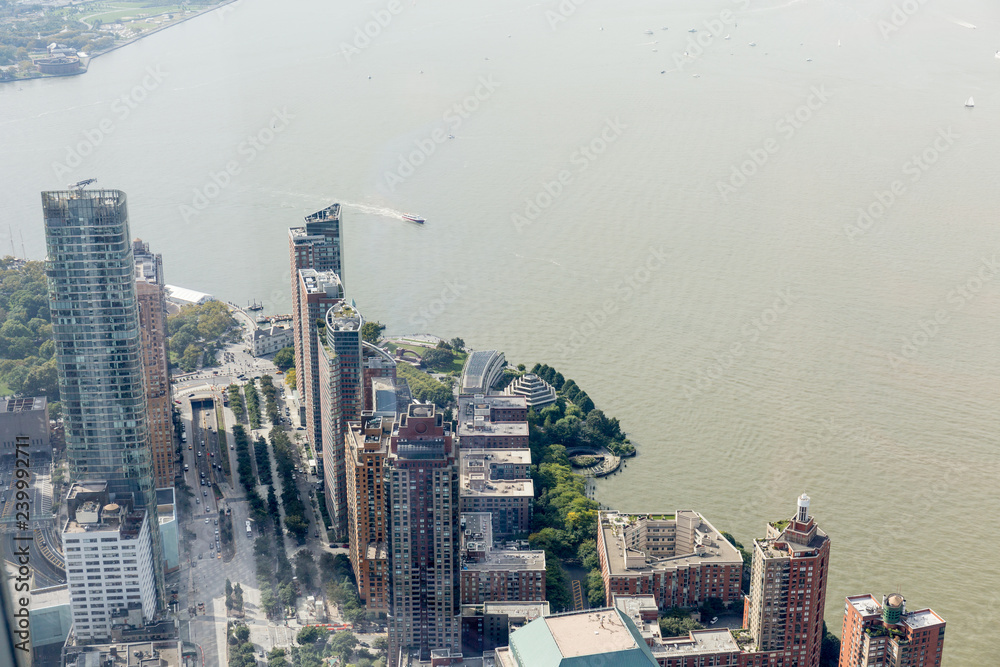 Fototapeta premium aerial view of new york city skyscrapers, usa