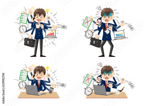 Schoolboy with multi tasking and multi skill