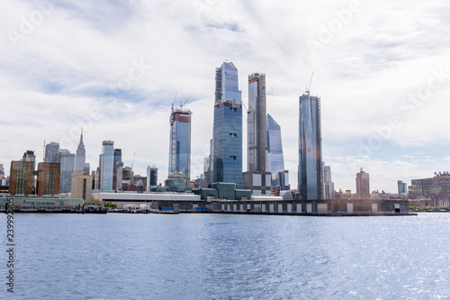 scenic view of new york buildings and atlantic ocean  usa