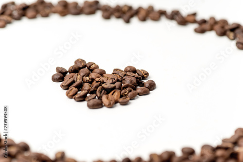 brown coffee beans on a white background