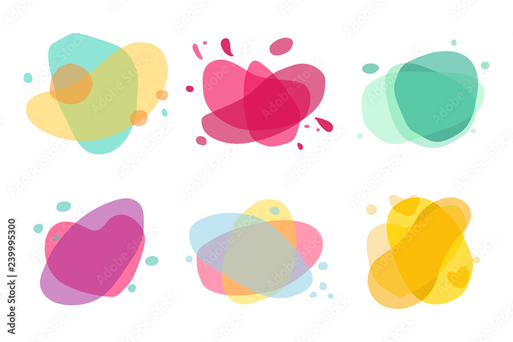 Abstract colorful shape vector flat set isolated on white background. - obrazy, fototapety, plakaty 