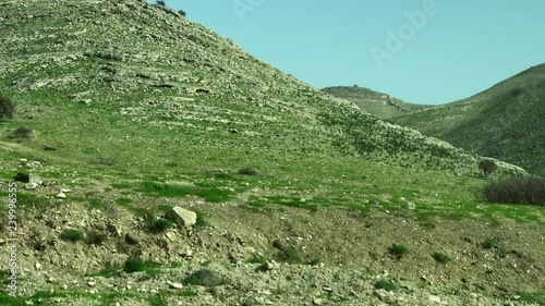 Golan heights mountains formed by spilled basaltic volcanic lava . Israel. 4k