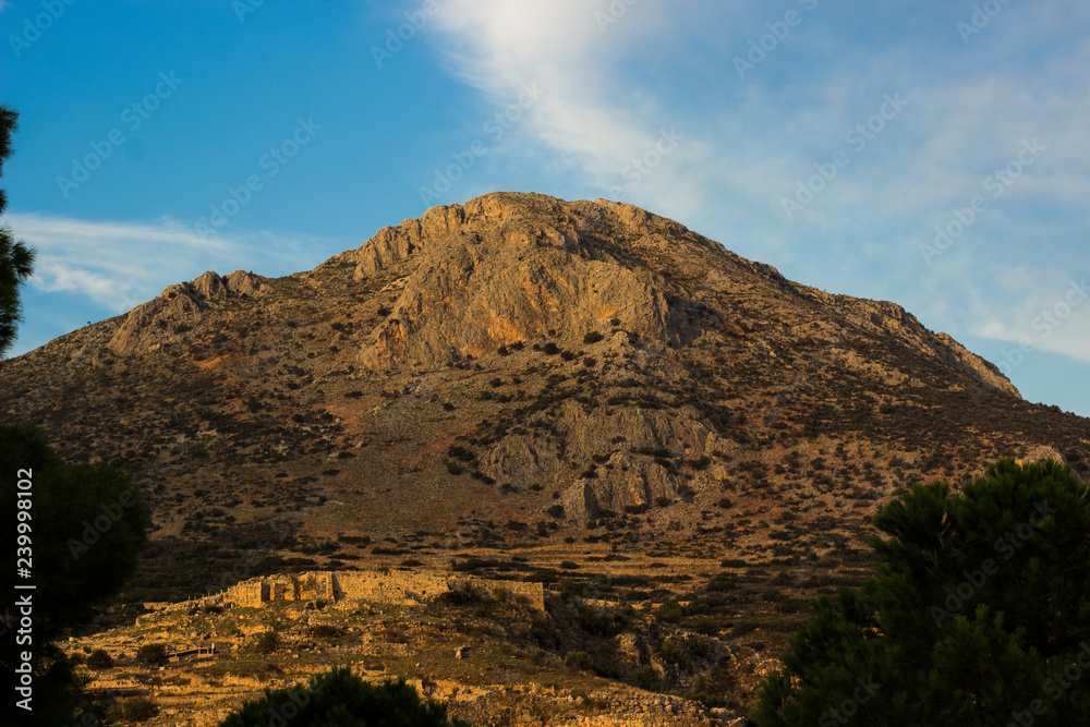 lonely mountain scenic landscape view in sunset golden lighting time of clear summer evening weather lonely mountain scenic landscape view in sunset golden lighting time of clear summer evening weather